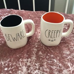 Rae Dunn Beware & Creepy Mug Duo